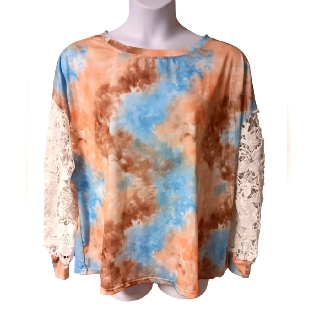 Sucrefas Tie Dyed Lace Long Sleeve Tshirt NWOT - Picture 1 of 6
